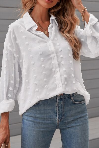 Zoe® | Shirt met lange mouwen en Zwitserse stippenkraag