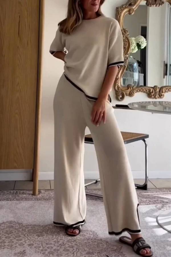 Teresa® | Modieuze tweedelige set van tricot met split