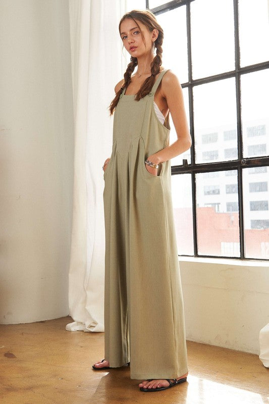 Yasmin® | Jumpsuit met wijde pijpen, vierkante halslijn en zakken
