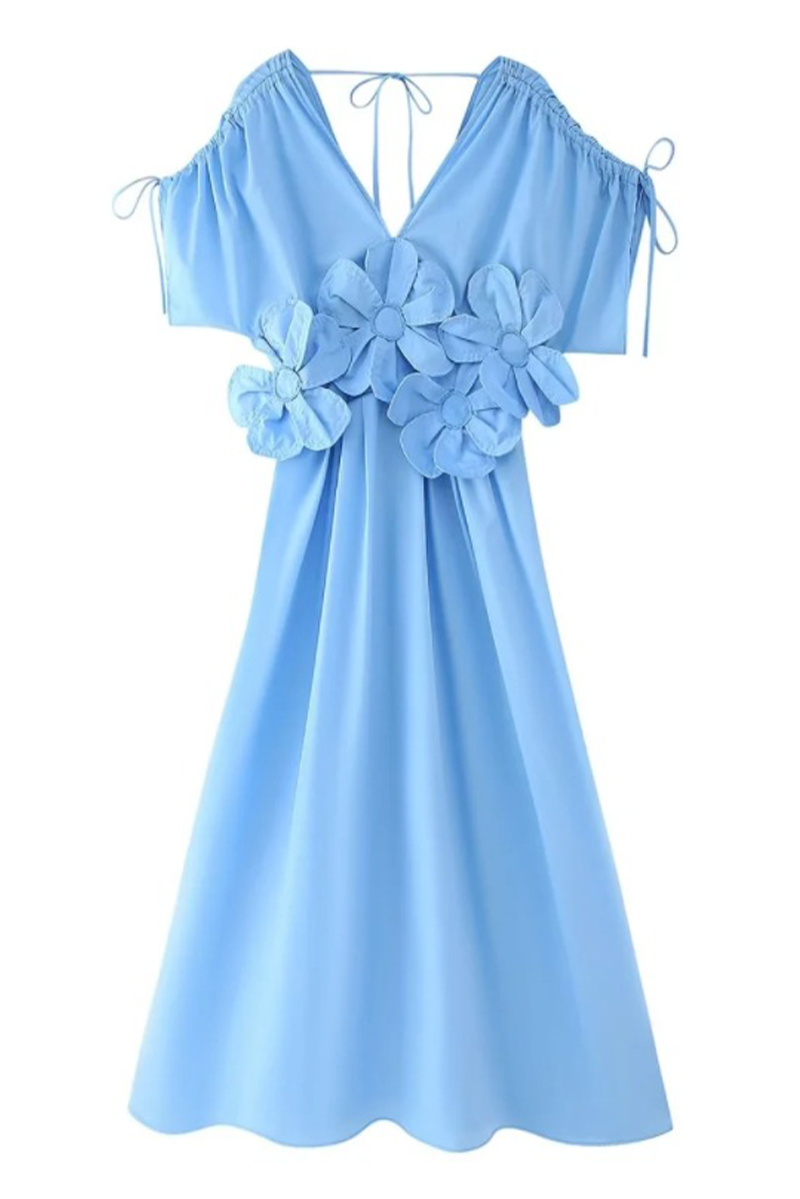 Yasmin® | Elegante effen bloemvorm met trekkoord en V-hals en taillerok