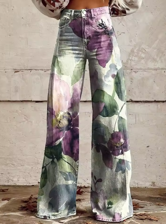 Zoe® | Wijde uitlopende broek met print