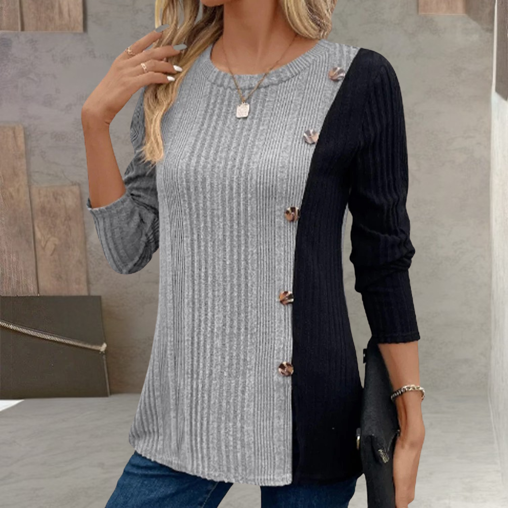 Ursula® | Top met lange mouwen en blokknopen