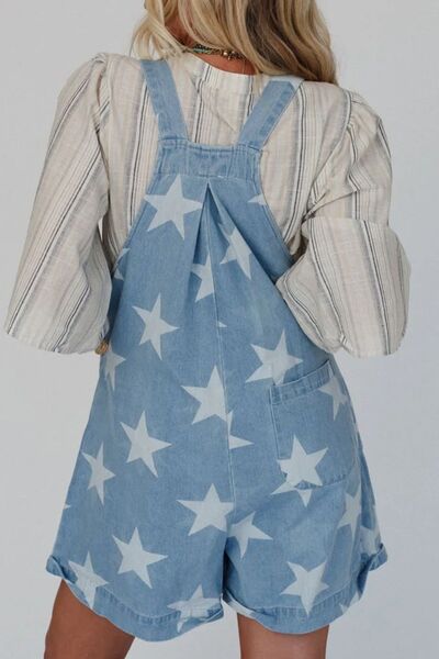 Zoraida® | Denim jumpsuit met vierkante halslijn en sterrenprint