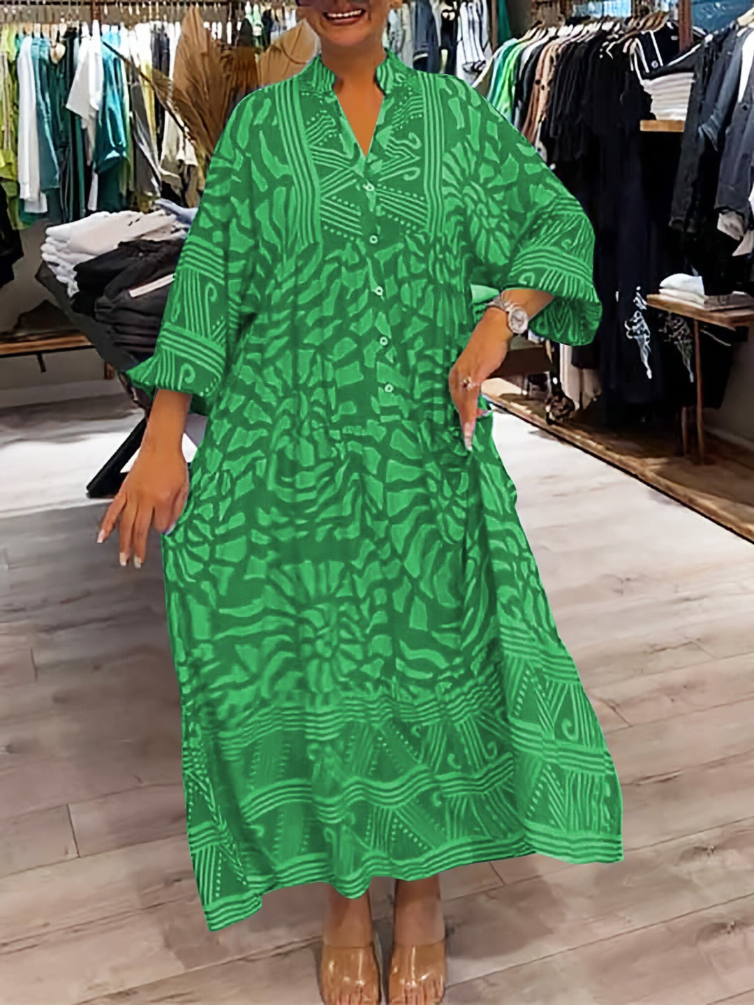 Ursula® | Jurk met V-hals en print
