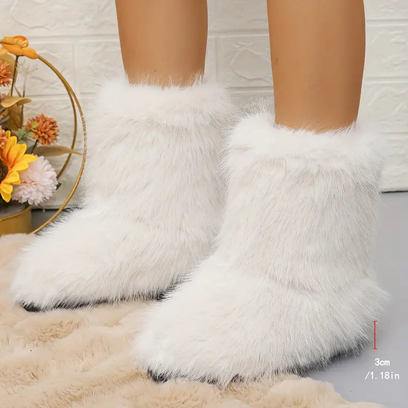 Zoe® | Halfhoge kuitlaarzen voor dames, modieuze winterlaarzen van imitatiebont