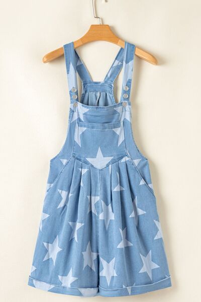 Zoraida® | Denim jumpsuit met vierkante halslijn en sterrenprint