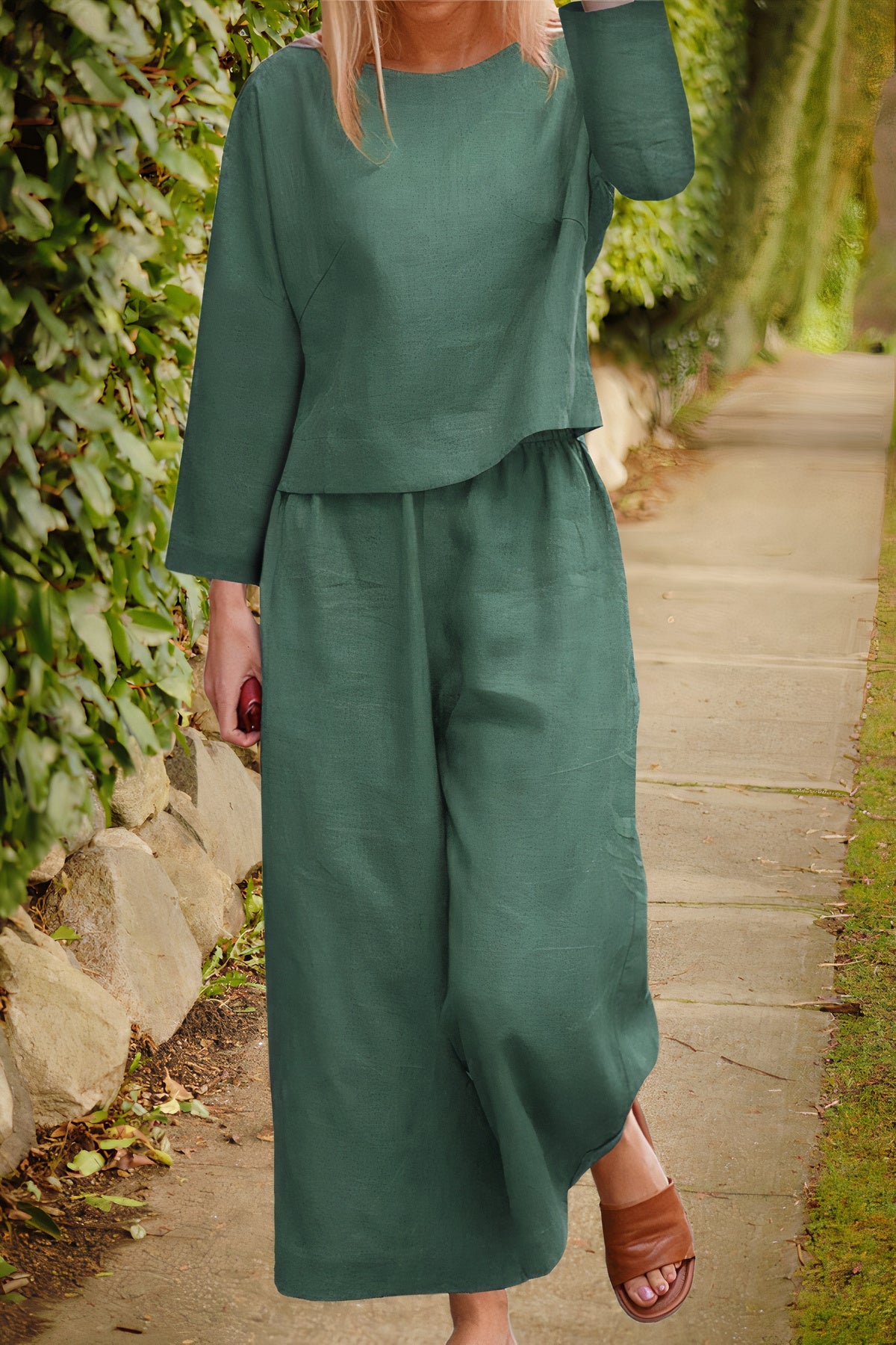 Gabriela® | Luchtige blouse en broek linnen set