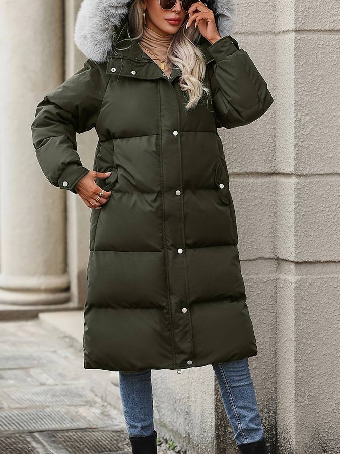 Zuleyka® | Lange puffer winterjas met bontkraag