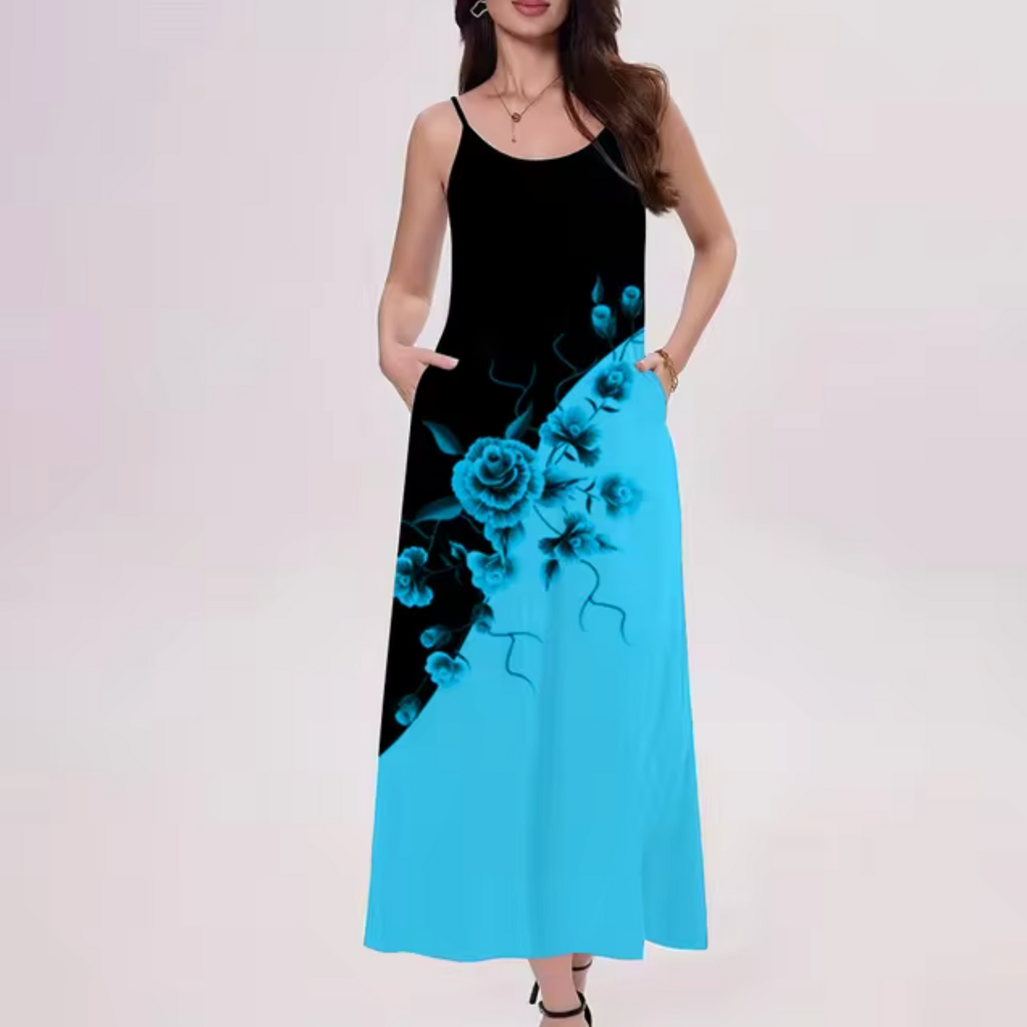 Teresa® | Lange jurk met kleurblokken