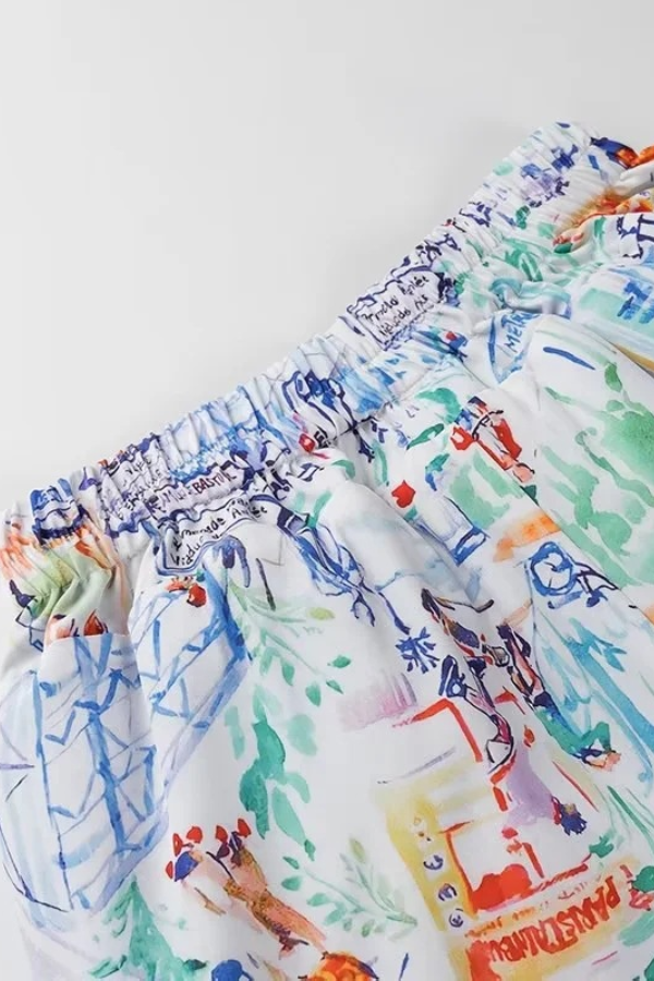 Trina® | Set van katoenen shorts met graffitiprint