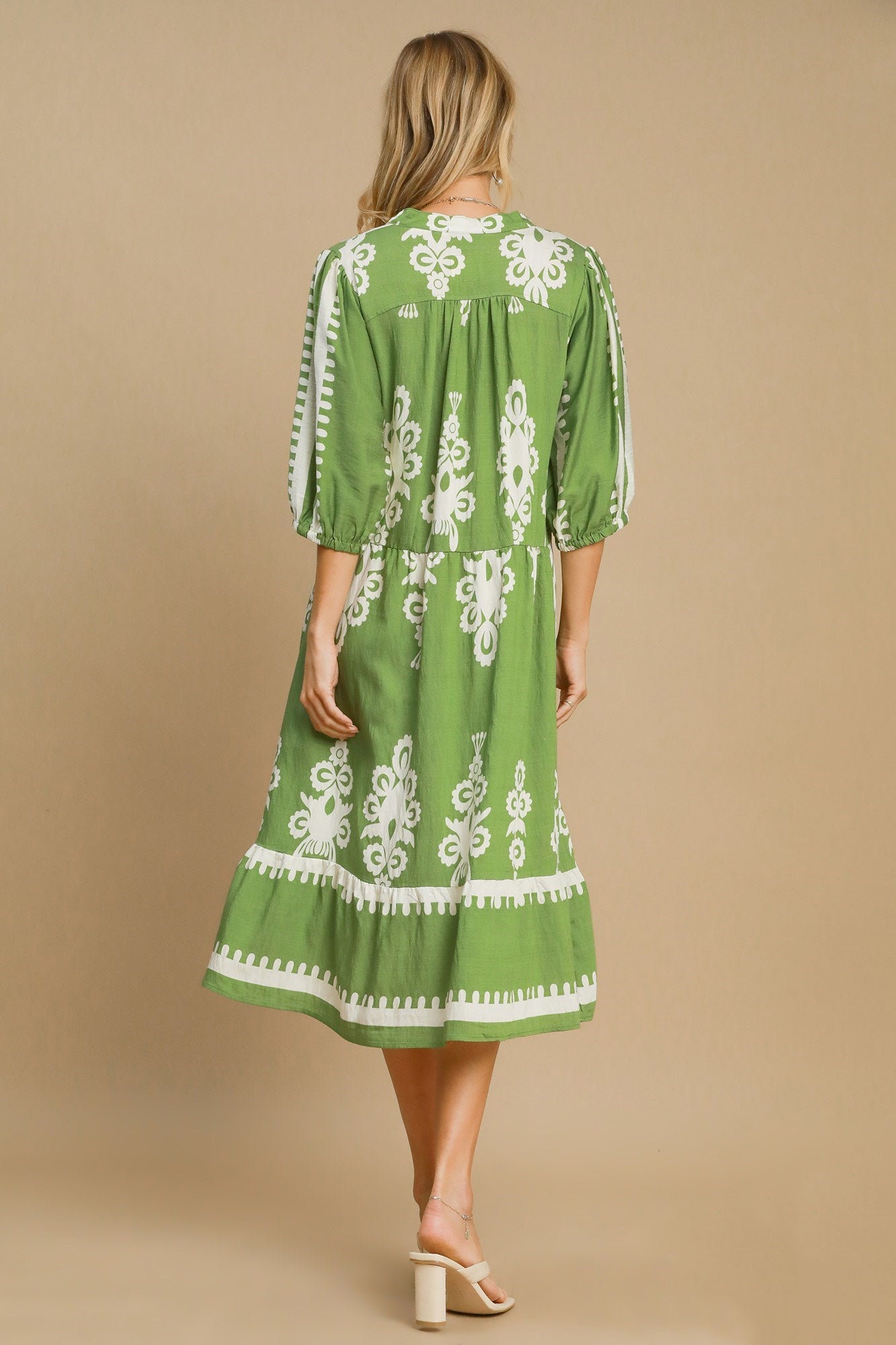 Teresa® | Midi-jurk met print en inkepingen