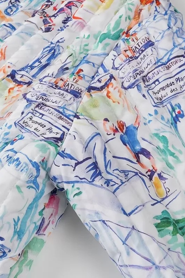 Trina® | Set van katoenen shorts met graffitiprint