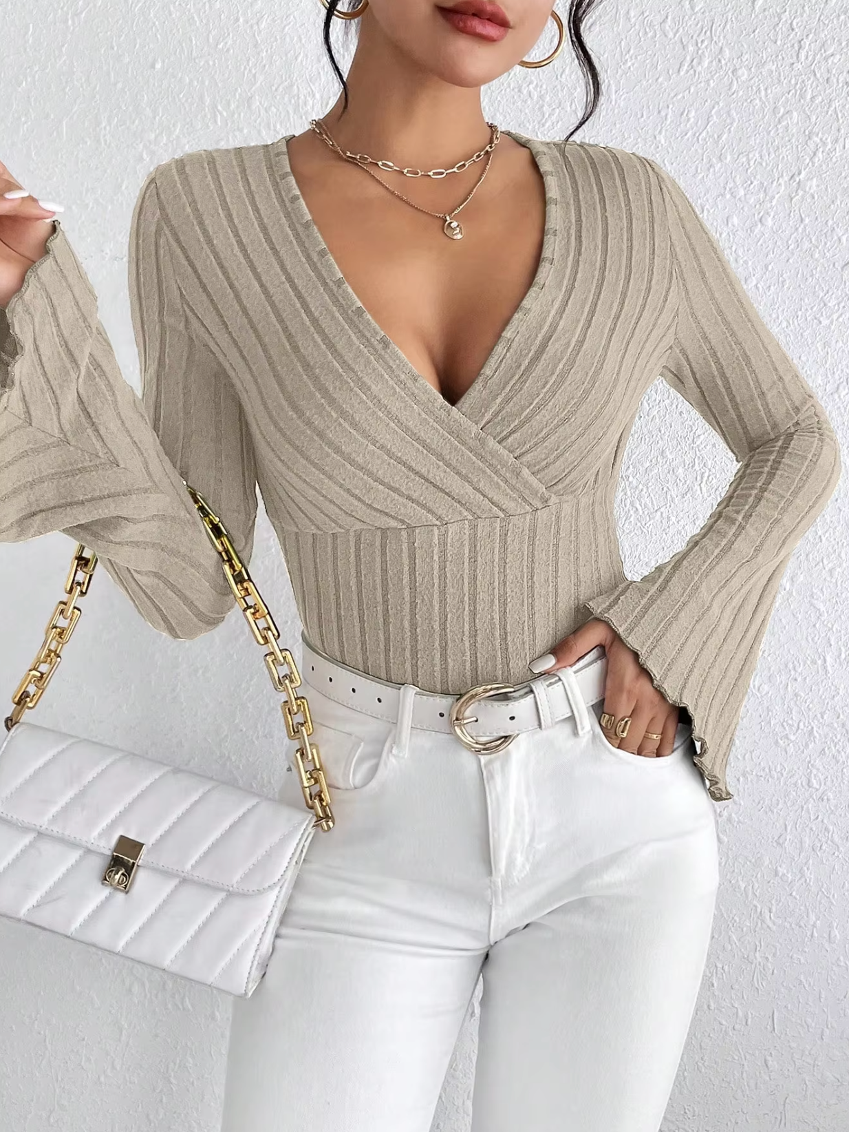 Teresa® | Gebreide top met een diepe V-hals