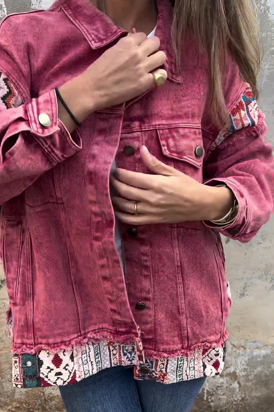 Teresa® | Vintage patchwork spijkerjasje met losse zakken
