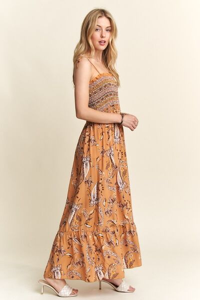 Teresa® | Gesmokte cami-jurk met print, vierkante halslijn en gestrikte schouders