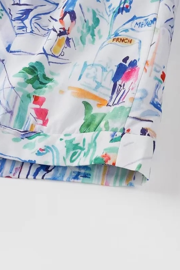 Trina® | Set van katoenen shorts met graffitiprint