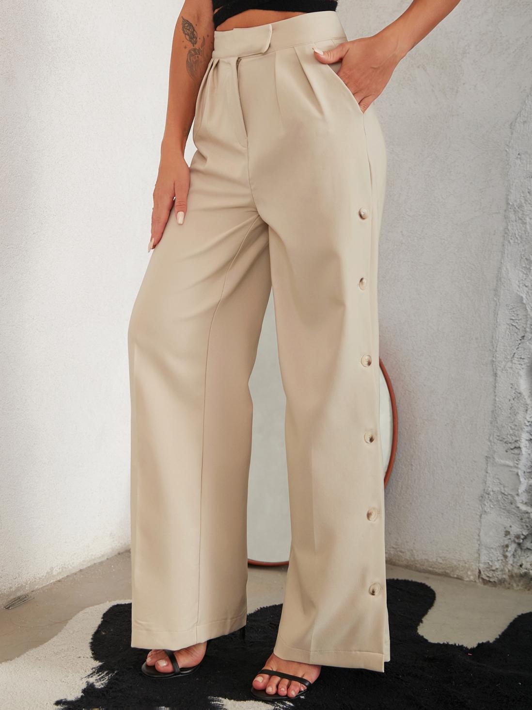 Yesenia® | Elegante wijde broek met knoopjes aan de zijkant