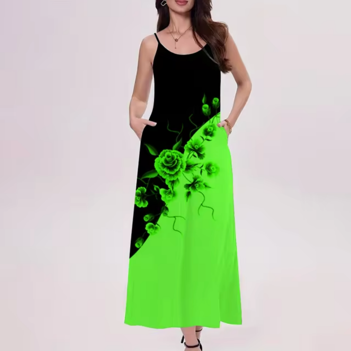 Teresa® | Lange jurk met kleurblokken
