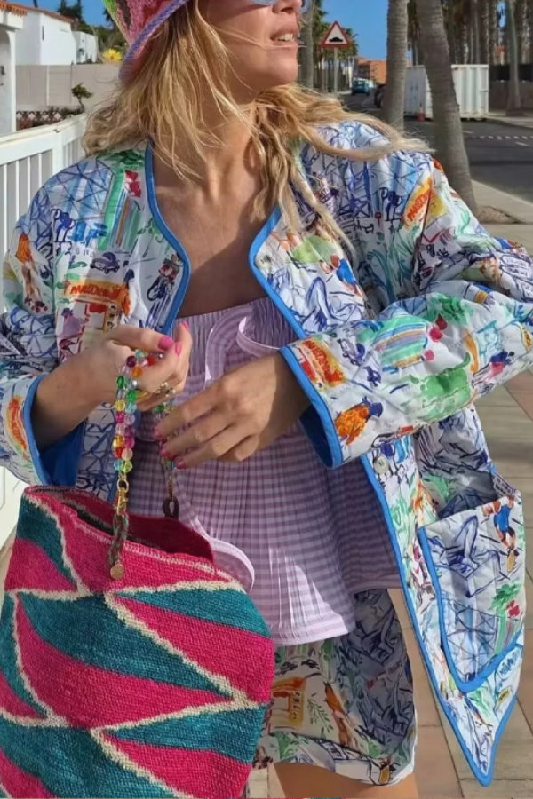 Trina® | Set van katoenen shorts met graffitiprint