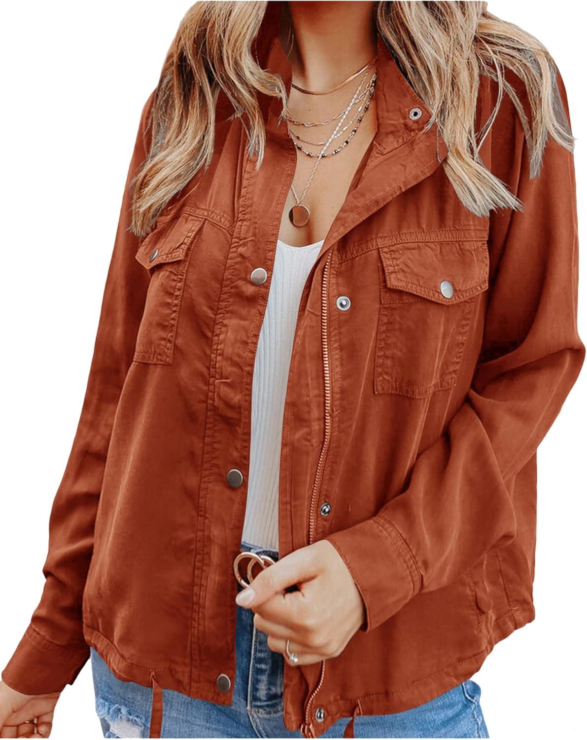 Yasmina® | Outdoor militair utility-jack voor dames Safari-jack met trekkoord