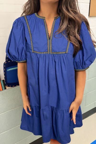 Teresa® | Mini-jurk met ingekeepte pofmouwen