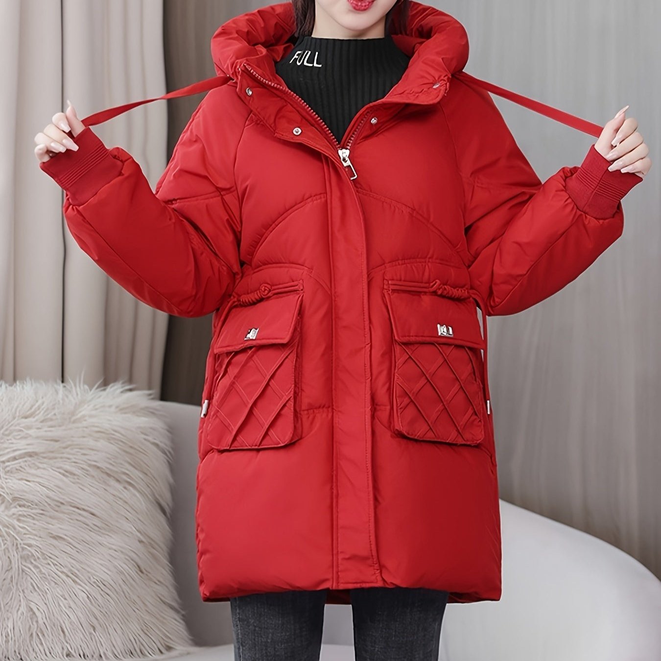 Yasmina® | Casual, gezwollen jack met capuchon en ritssluiting, perfect voor de herfst/winter