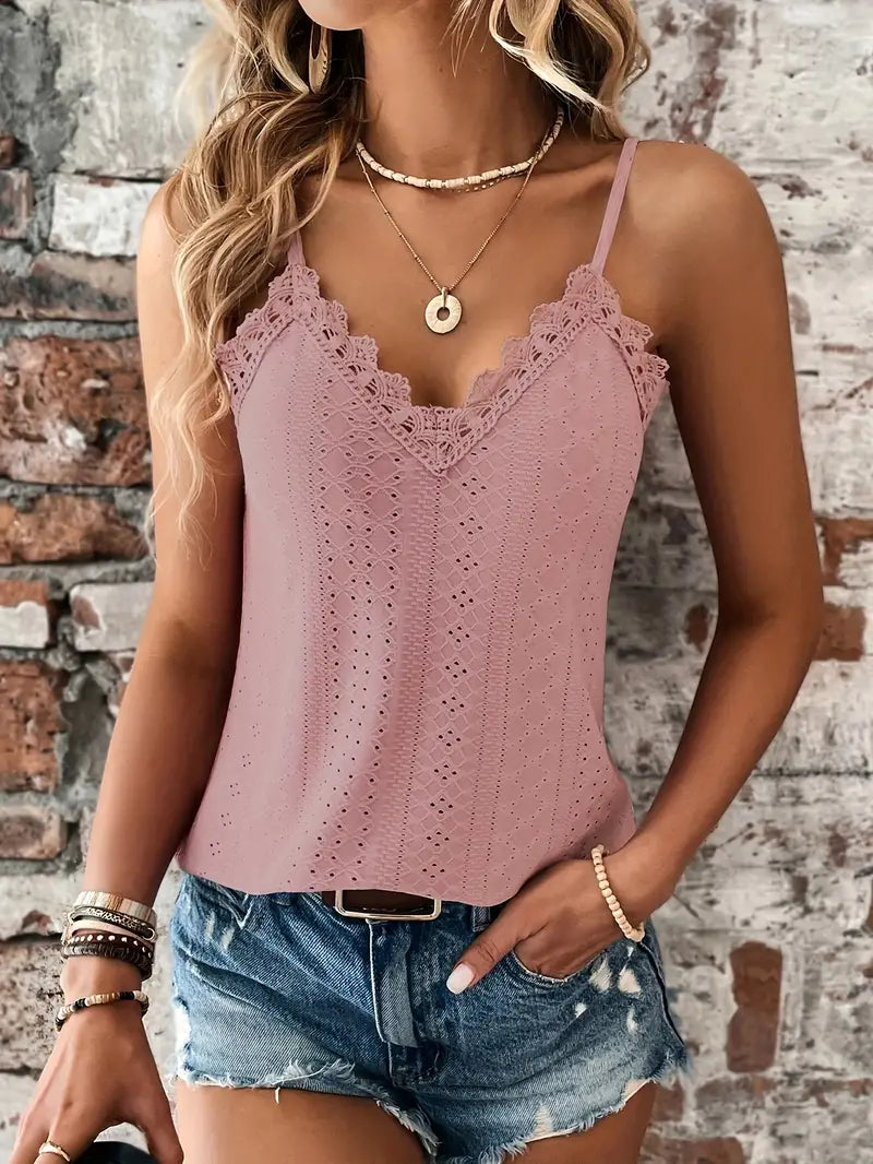 Yesenia® | Sizzle Cami-top met contrasterend kant en oogjes