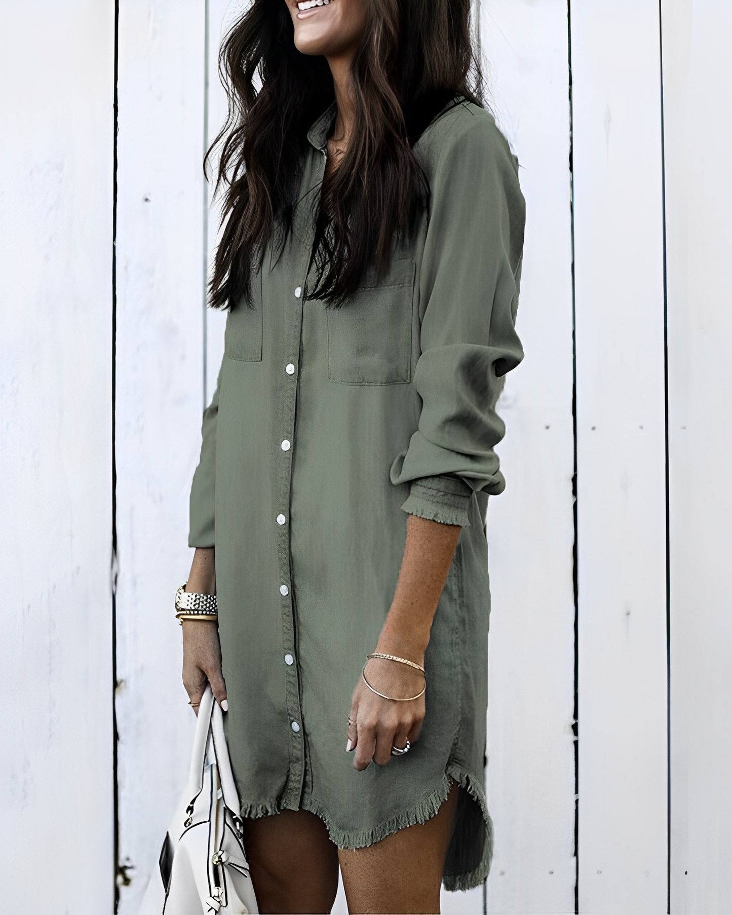 Yasmina® | Denim overhemd met knoopsluiting