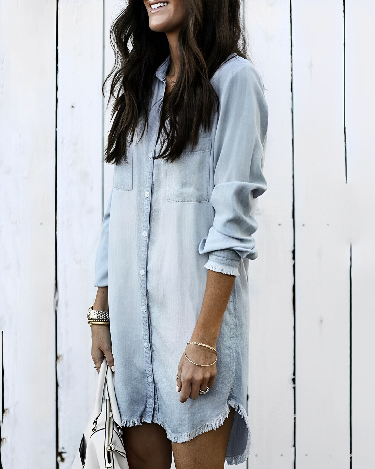 Yasmina® | Denim overhemd met knoopsluiting