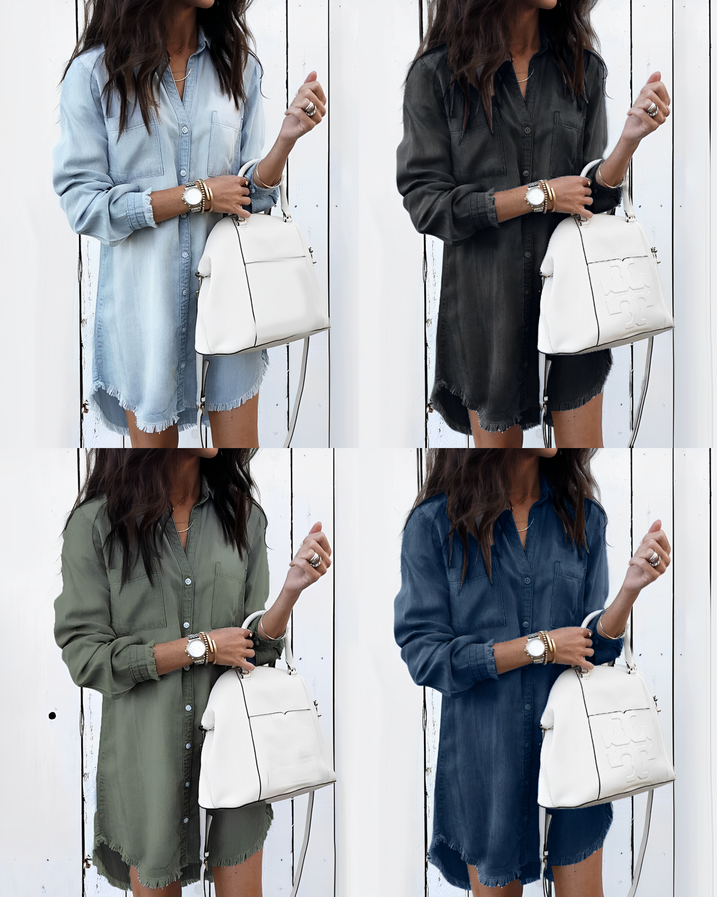 Yasmina® | Denim overhemd met knoopsluiting