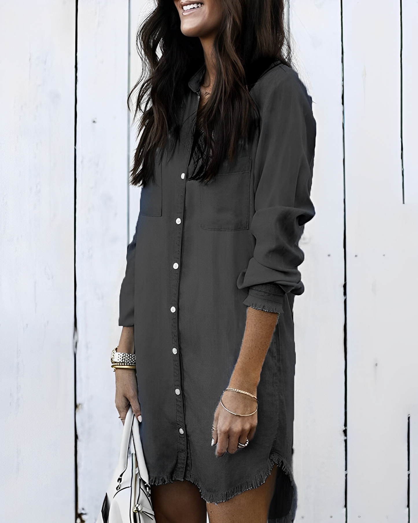 Yasmina® | Denim overhemd met knoopsluiting