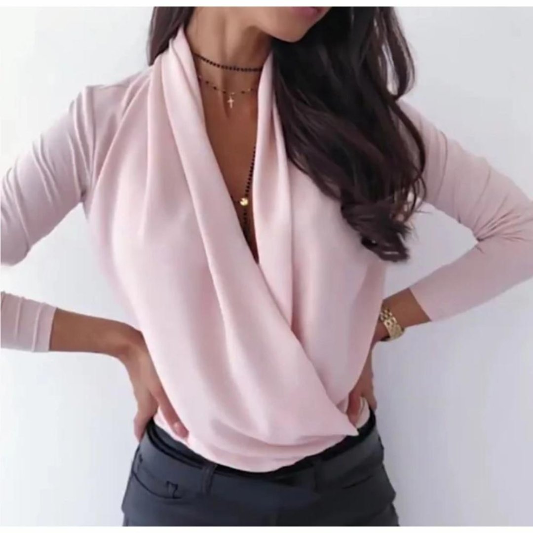 Theodora® | Casual damesblouse met V-hals en lange mouwen