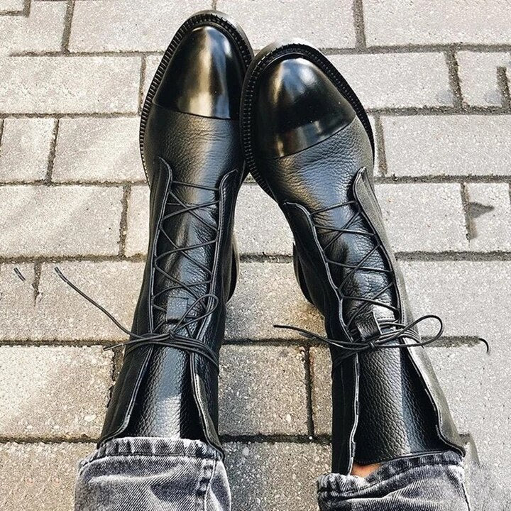 Zoraida® | Leren dameslaarzen met vetersluiting