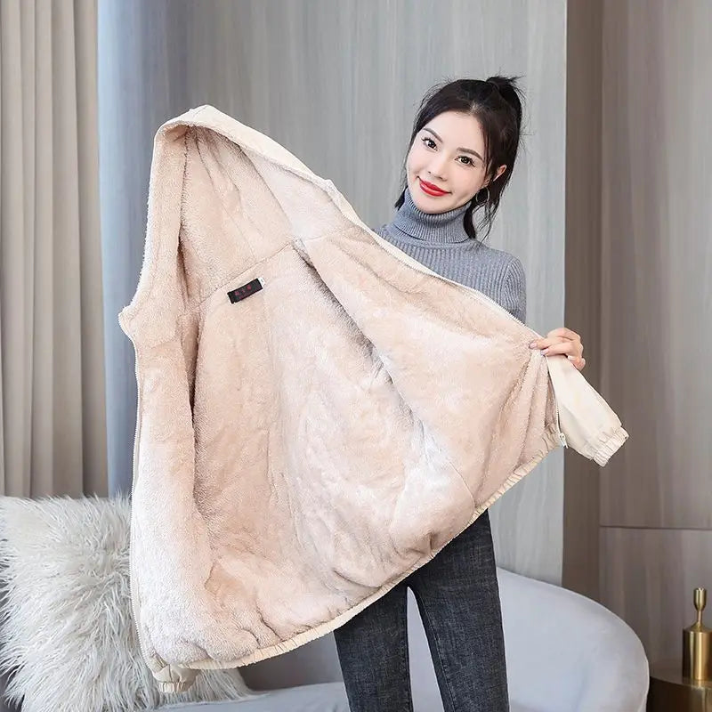 Zoë® | Gezellig fleece windjack met capuchon.
