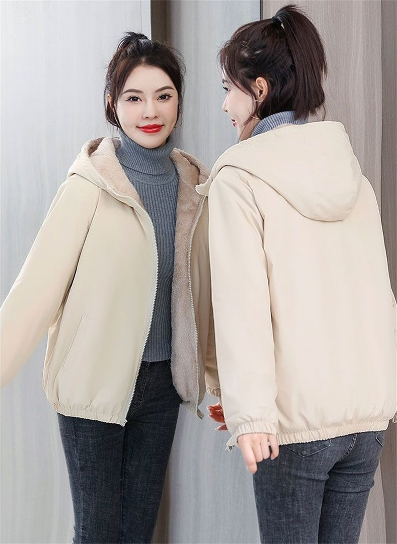 Zoë® | Gezellig fleece windjack met capuchon.