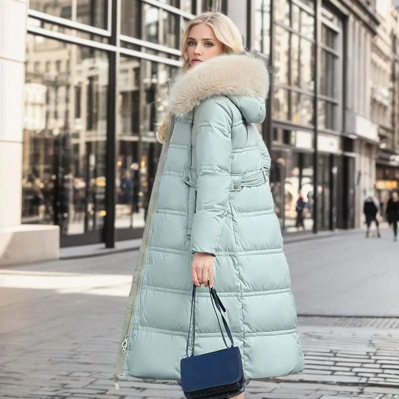 Zoe® | Stijlvol pufferjack met kraag van imitatiebont en riem voor dames