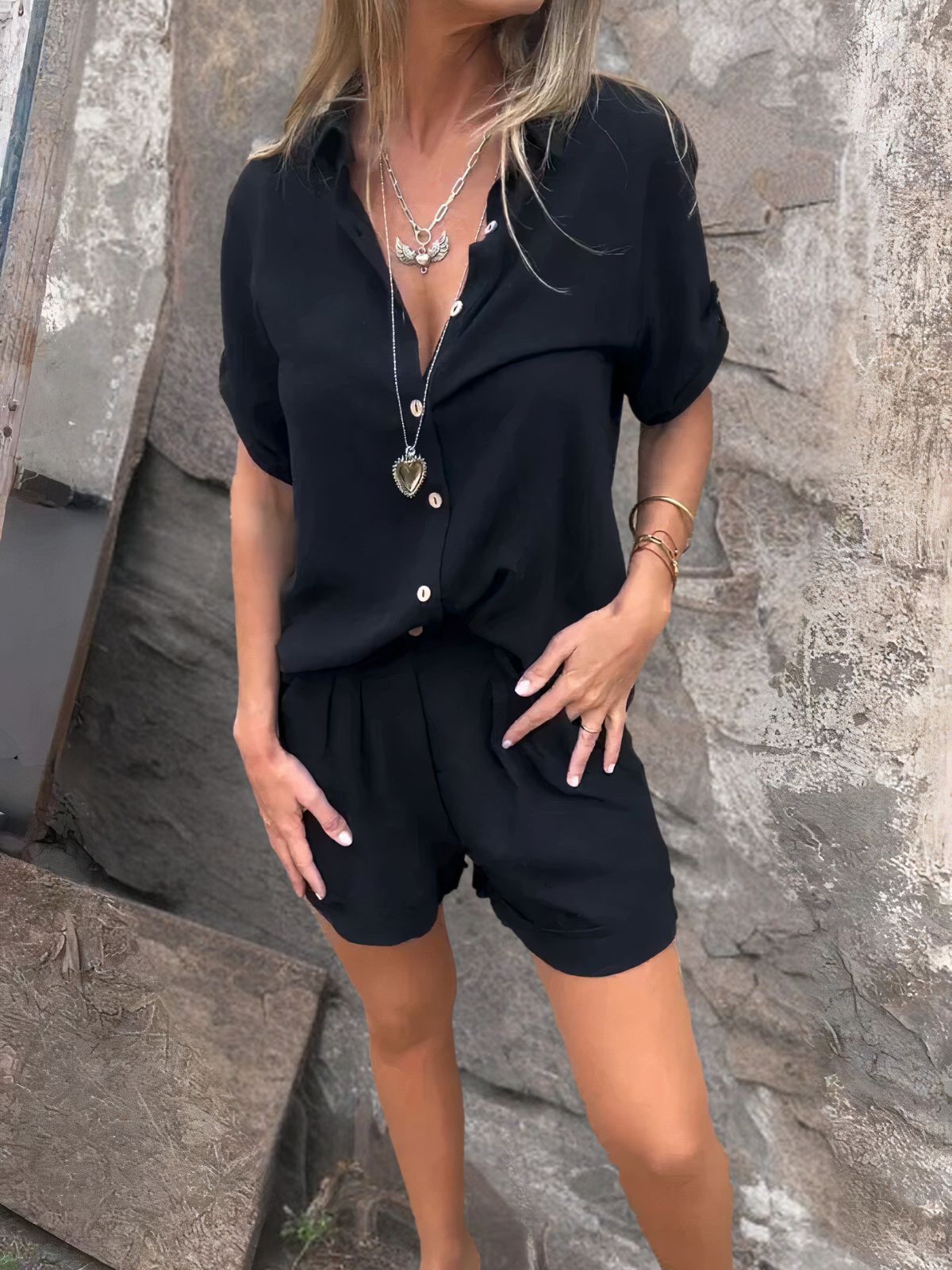 Johana® | Casual shorts en blouseset