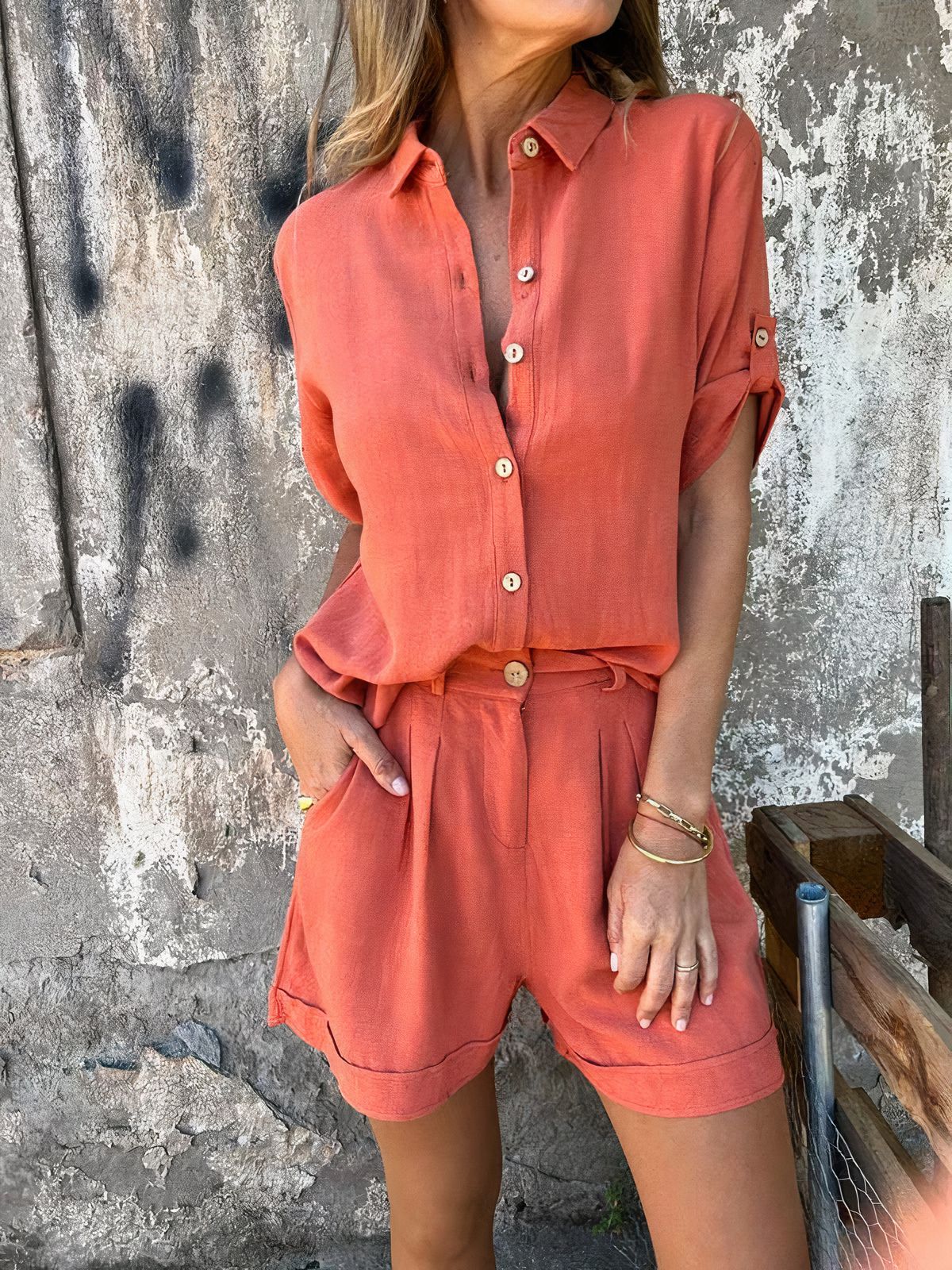 Johana® | Casual shorts en blouseset