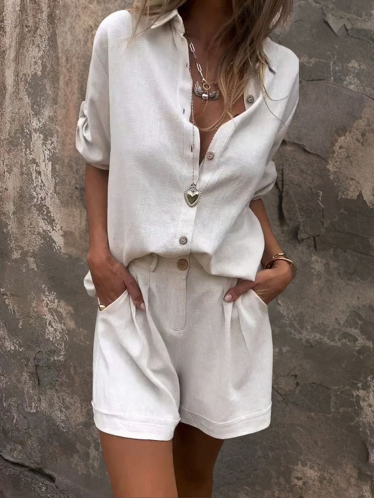 Johana® | Casual shorts en blouseset