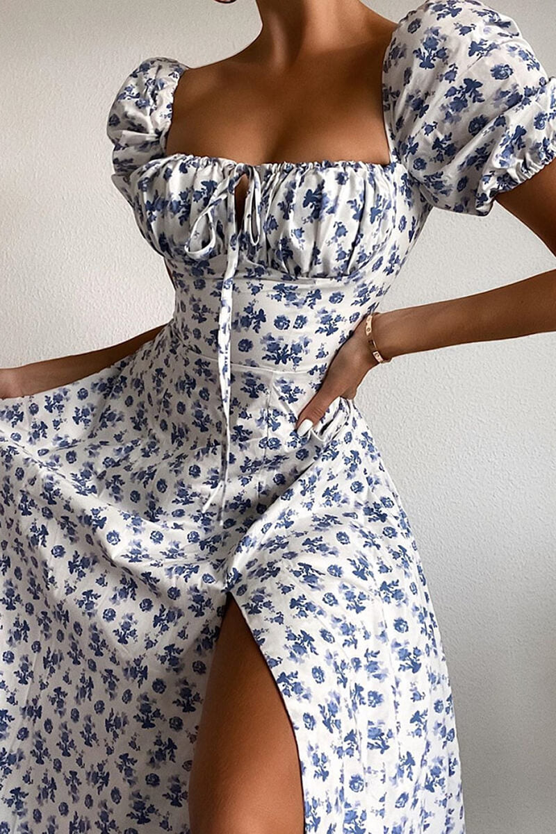 Zoraida® | Midi-jurk met opening in de pofmouwen