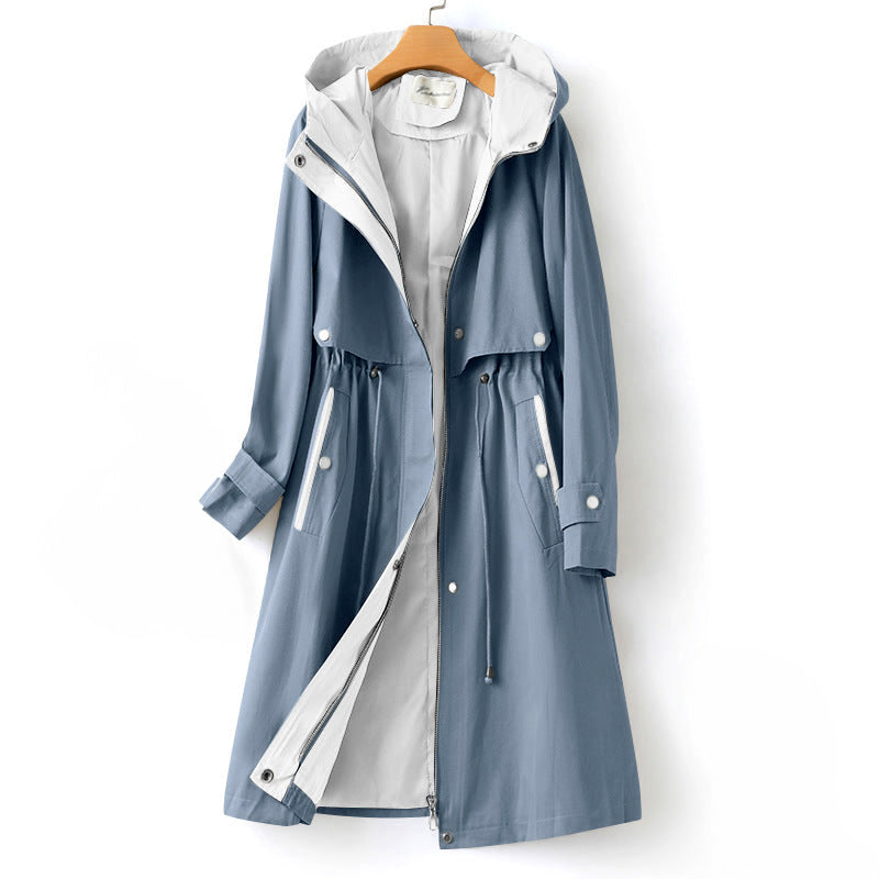 Zoe® | Trenchcoat met capuchon, trekkoord en raglanmouwen