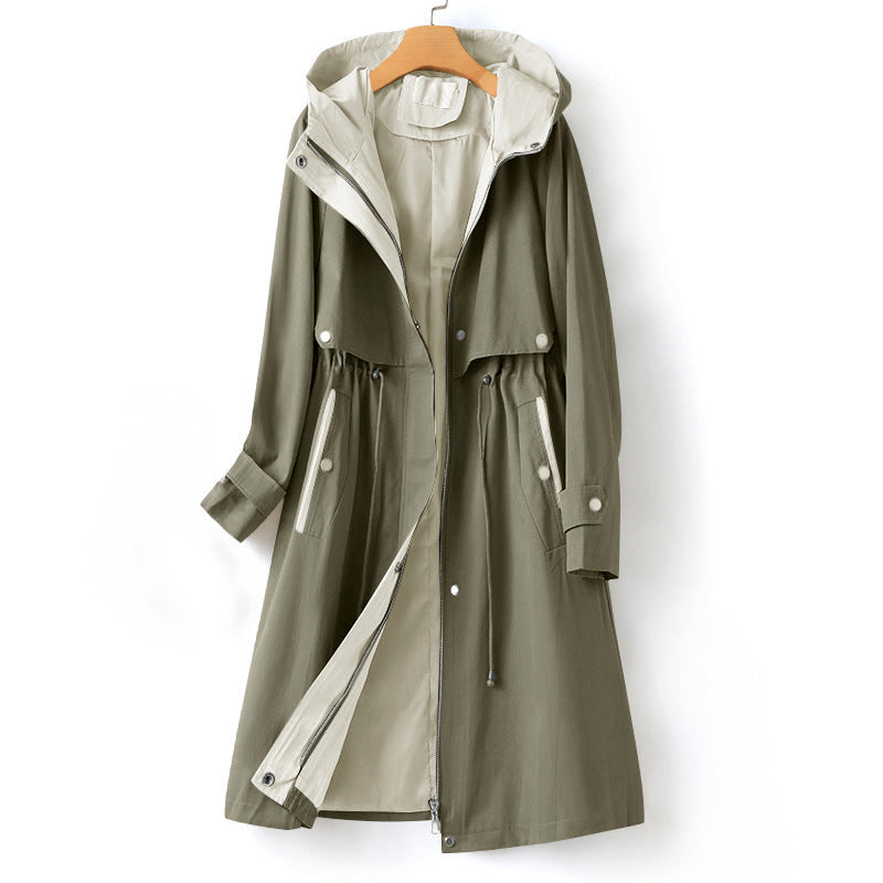 Zoe® | Trenchcoat met capuchon, trekkoord en raglanmouwen