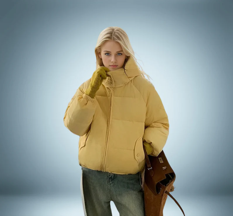 Yasmina® | Bruin donsjack met capuchon