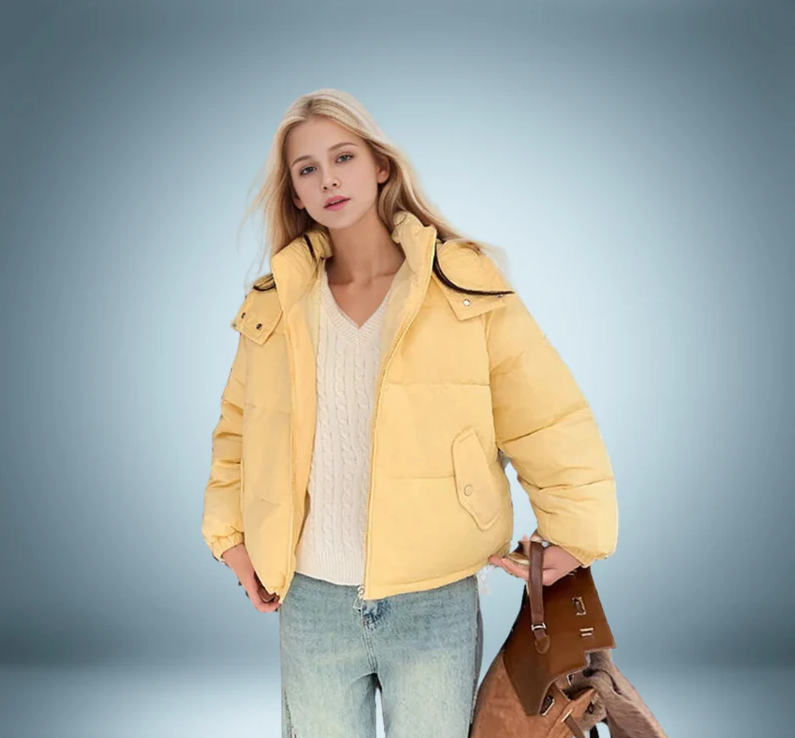 Yasmina® | Bruin donsjack met capuchon