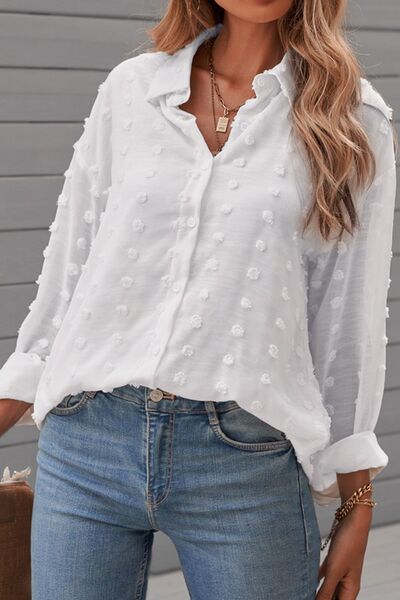 Zoe® | Shirt met lange mouwen en Zwitserse stippenkraag