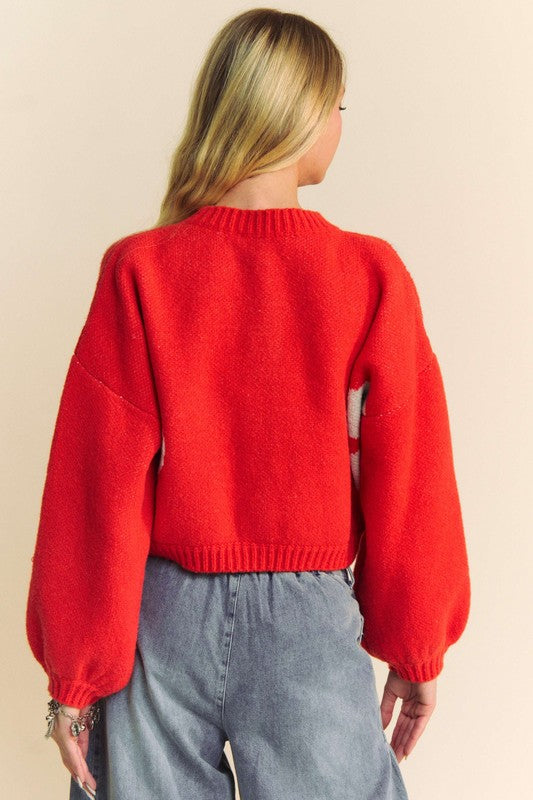 Tilly® | Vest met lange mouwen, ronde hals en bloemencontrast