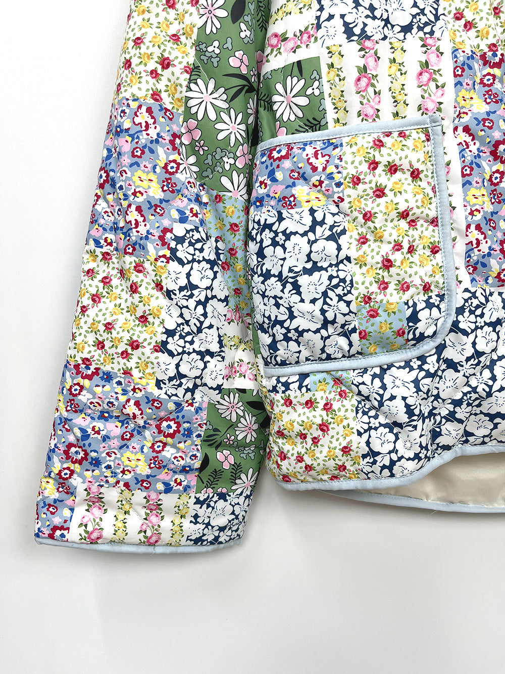 Teresa® | Groen gewatteerde damesjas met vintage bloemenprint