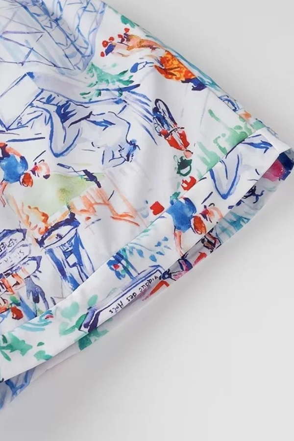 Trina® | Set van katoenen shorts met graffitiprint