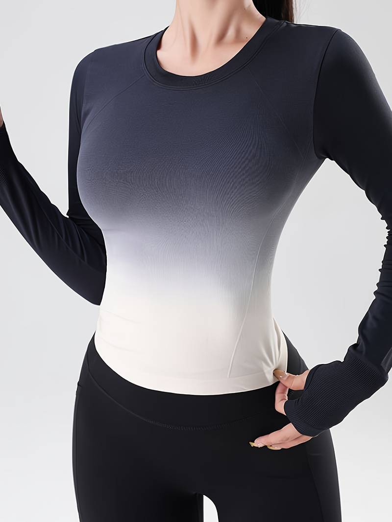 Yasmina® | Sportshirt met lange mouwen en gradiëntmotief