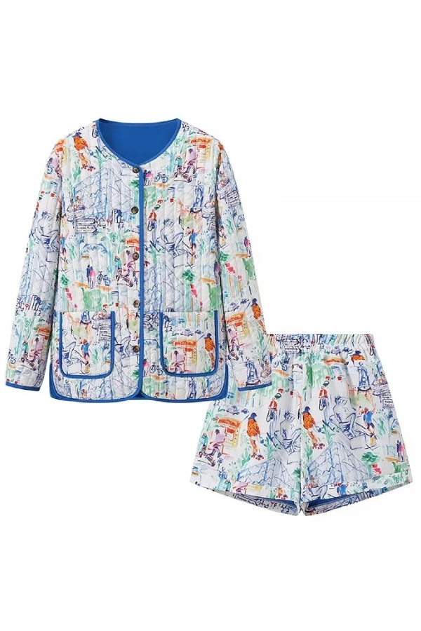 Trina® | Set van katoenen shorts met graffitiprint